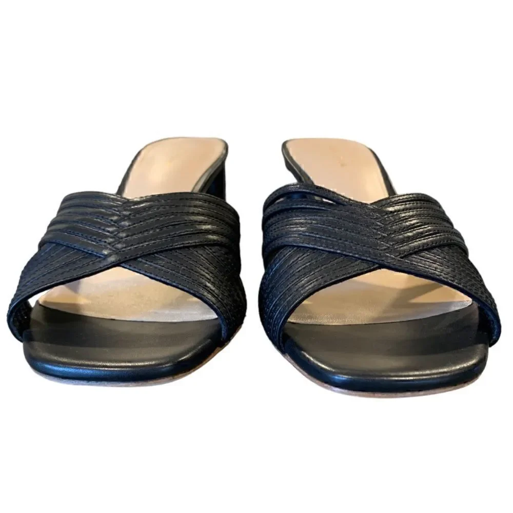 Via Spiga Rafaela Black Leather Mule Sandals